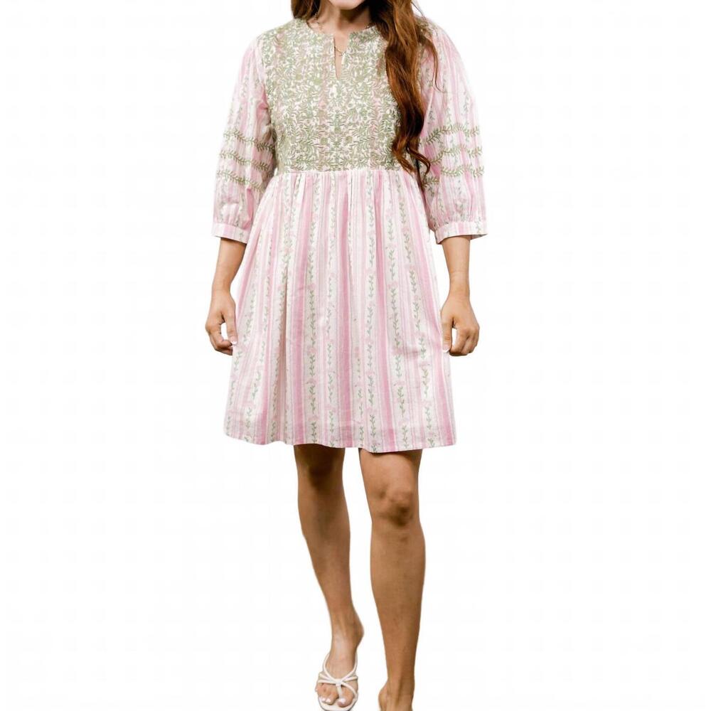 NEW LAYERZ CLOTHING helen dress in pink/green